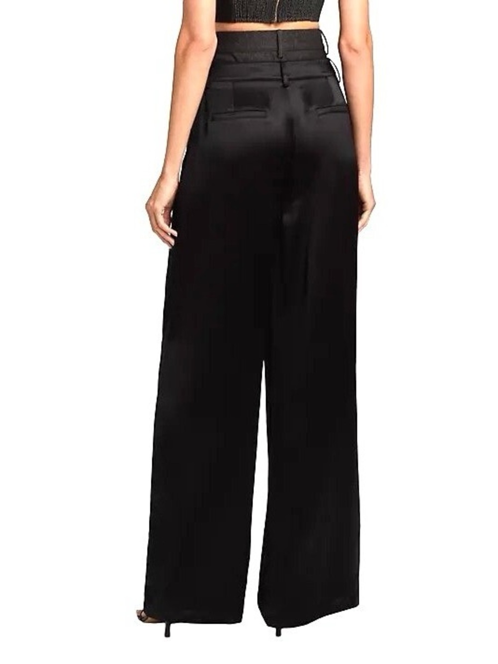 NonChalant Label Simon Pants in Black XL Womens Double Buckle Satin Denim - Picture 7 of 9